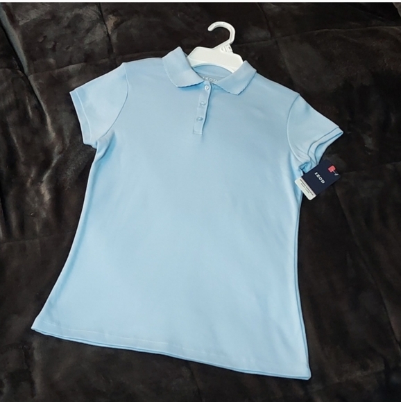 Girls Izod School Uniform Short Sleeve Polo Shirt - Light Blue - Picture 2 of 6